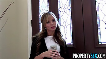 Sexy real estate agent with a slender figure tricked into on-camera sex