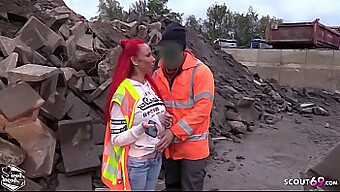 German teen gets seduced by a strange worker and has rough sex outdoors