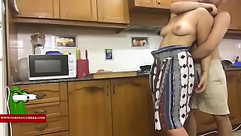 Rough kitchen sex with a busty MILF