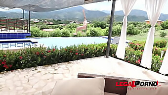 Laura Monroy Gets Dp'Ed And Cummed On By The Pool