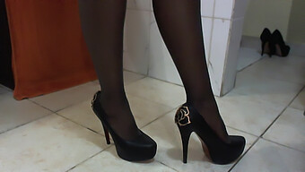 Black Heels Make A Sexy Ebony Babe Stand Out