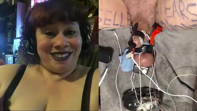 A dominatrix de Skype humilha e pune os genitais dos escravos