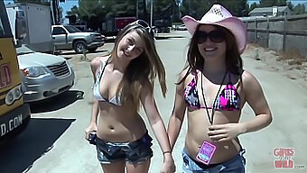 Two Sexy Babes Kick Off The Wild Party With Steamy Lesbian Action!