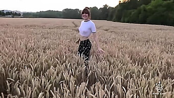 German Student Gets Naughty In The Fields