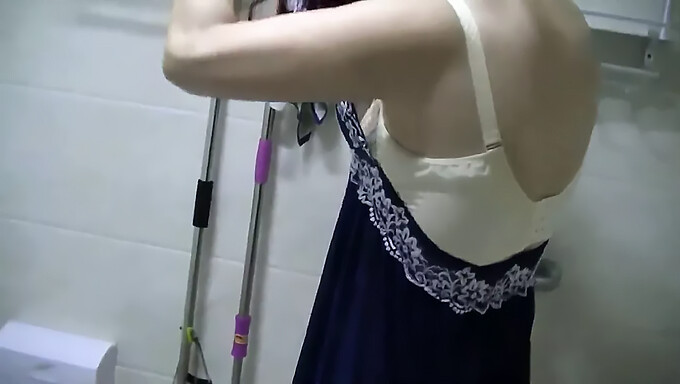 Chinese milf enjoys vibrator and shower playtime