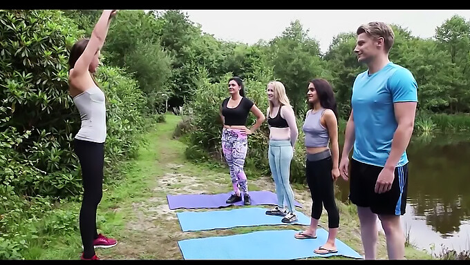 British twink's erection during yoga