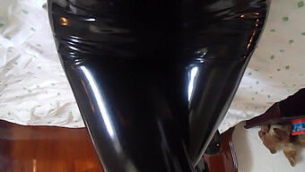 Latex-Clad Femdom Helps Her Submissive Masturbate