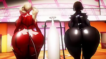 Les Seins D'Ann Et Makoto Poussent En Animation 3d